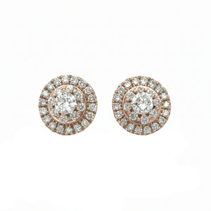 14k Rose gold and natural diamond Earrings.