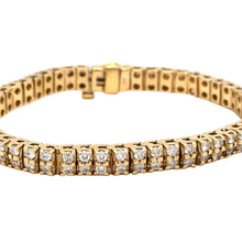 Load image into Gallery viewer, 14k Yellow Gold Round cut double row tennis bracelet.