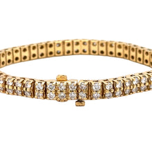 Load image into Gallery viewer, 14k Yellow Gold Round cut double row tennis bracelet.