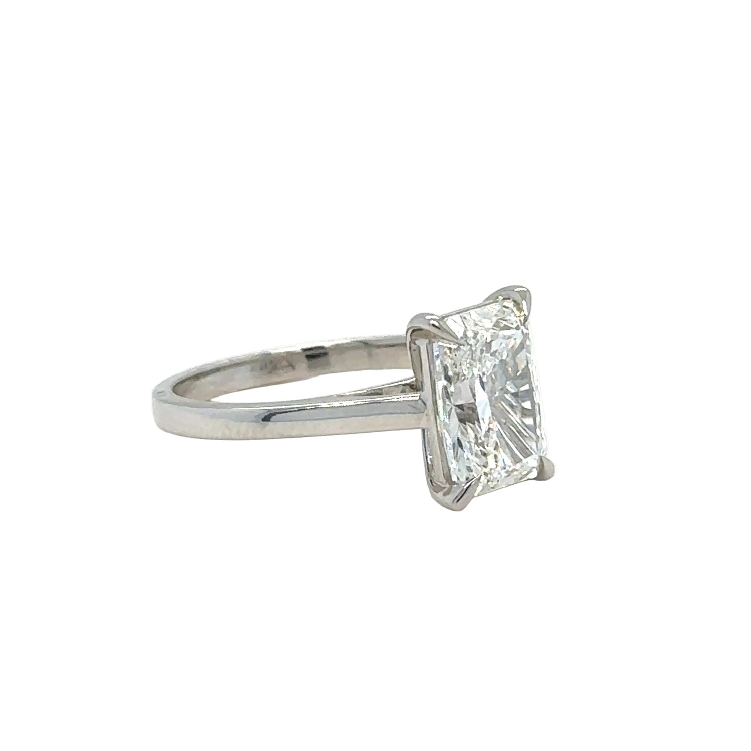 14k white gold and lab diamond engagement ring.