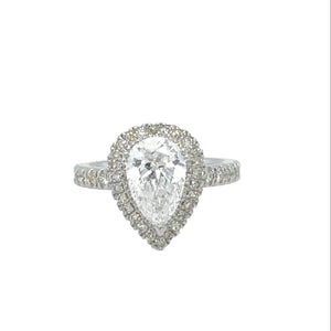 18K White Gold Lab Diamond Pear Shape Engagement Ring