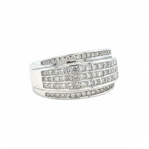 10k Gold Unisex Diamond Band (5 rows of diamonds)