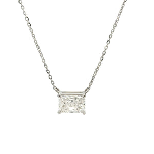 14k White Gold and Diamond Radiant-cut Necklace