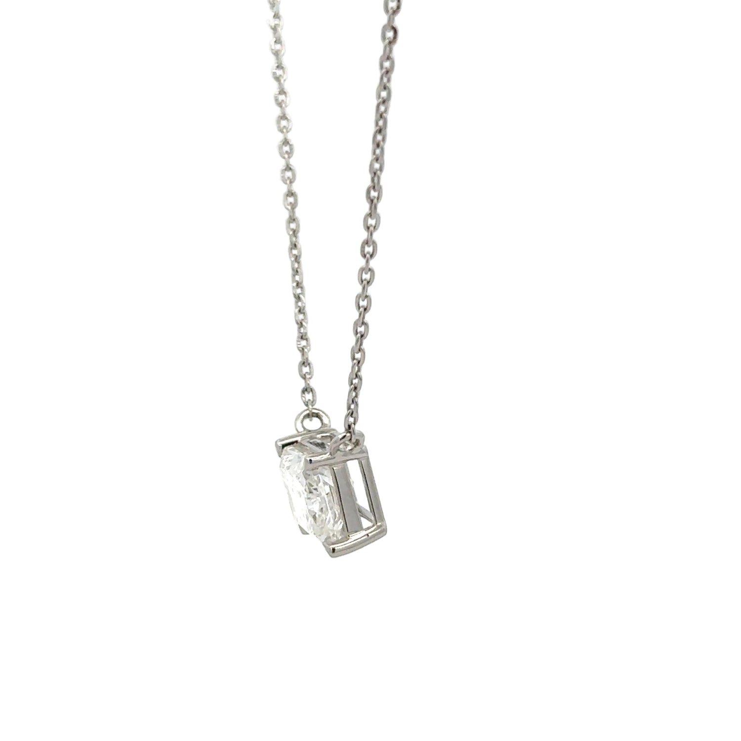 14k White Gold and Diamond Radiant-cut Necklace
