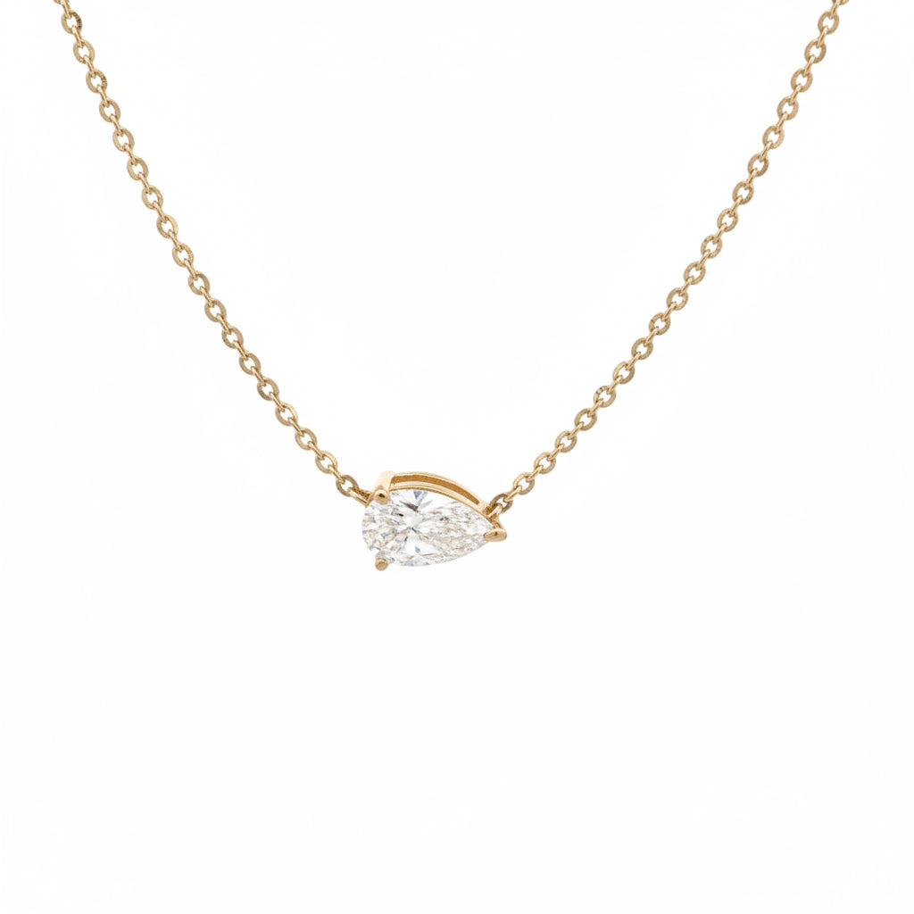 14k Yellow Gold and Lab Diamond Pear-shaped Necklace
