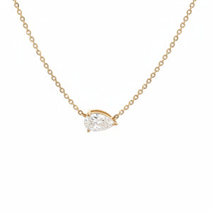 14k Yellow Gold and Lab Diamond Pear-shaped Necklace