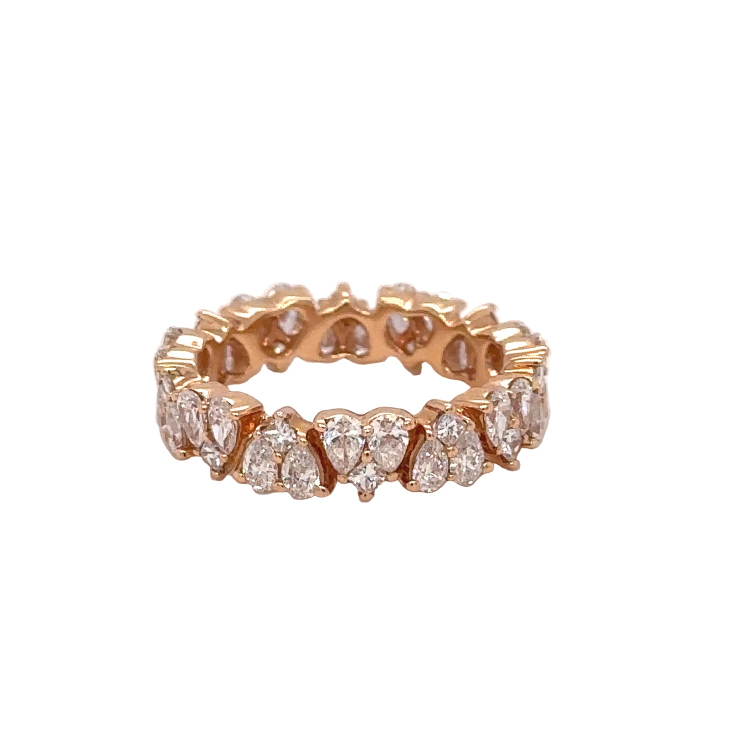 18k Gold and Natural diamonds Heart Eternity Ring( Choose your color)
