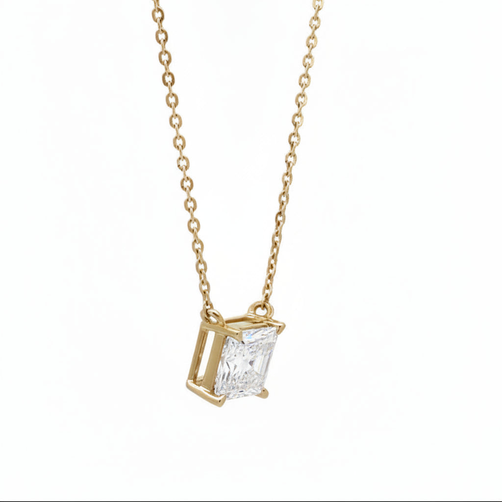 14k Yellow Gold and Diamond Radiant-cut Necklace