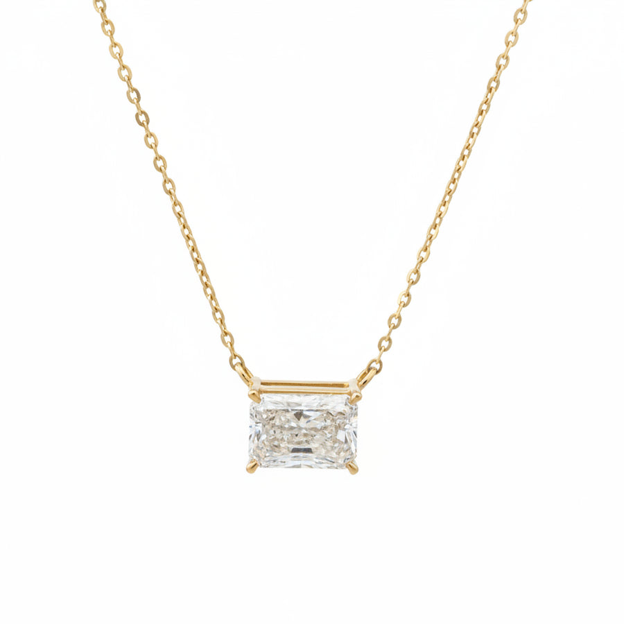 14k Yellow Gold and Diamond Radiant-cut Necklace