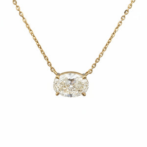 14k Yellow Gold and Diamond Oval Shaped Necklace