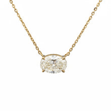 Load image into Gallery viewer, 14k Yellow Gold and Diamond Oval Shaped Necklace