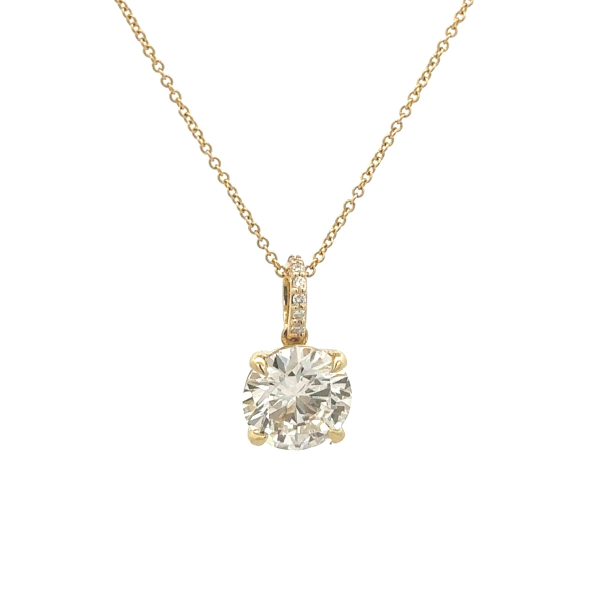 14k Yellow Gold and Diamond Round Shaped Necklace