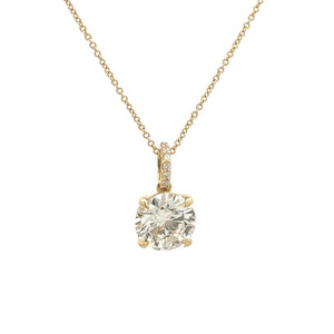 14k Yellow Gold and Diamond Round Shaped Necklace