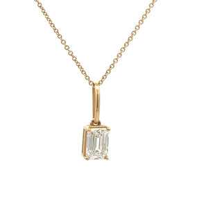 14k White Gold and Diamond Emerald-cut Necklace