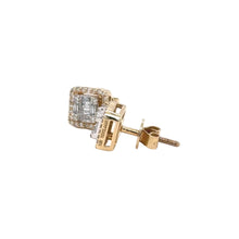 Load image into Gallery viewer, 14k Yellow Gold and Diamond Square Earrings