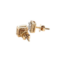 Load image into Gallery viewer, 14k Yellow Gold and Diamond Square Earrings