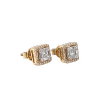 Load image into Gallery viewer, 14k Yellow Gold and Diamond Square Earrings