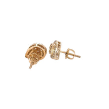 Load image into Gallery viewer, Yellow Gold Pear shaped Earrings with Round and Baguette Diamonds