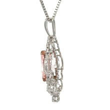 Load image into Gallery viewer, 14k White Gold and Lab Pink Diamond Radiant-cut Pendant Necklace.