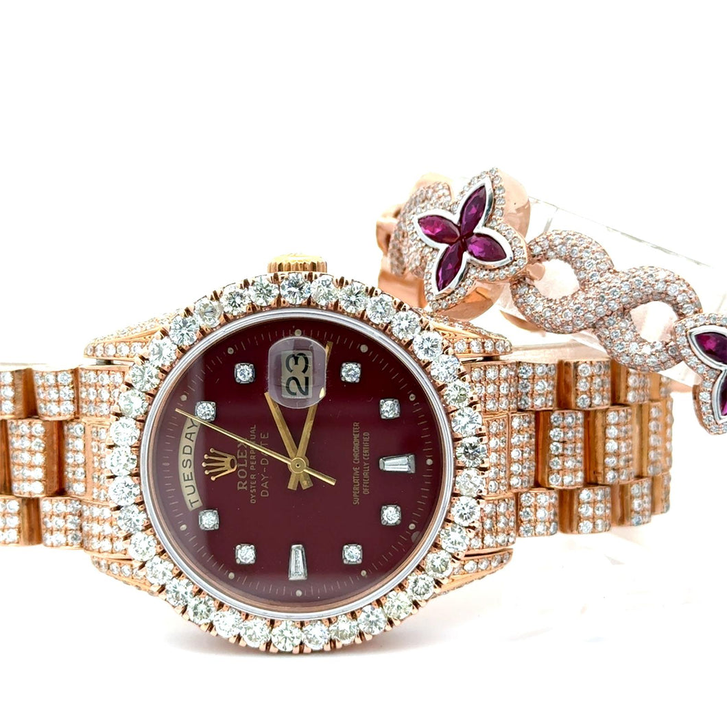 4 piece deal: 36mm Rolex Presidential + Fancy Bracelet + Earrings + Gift from MTJ