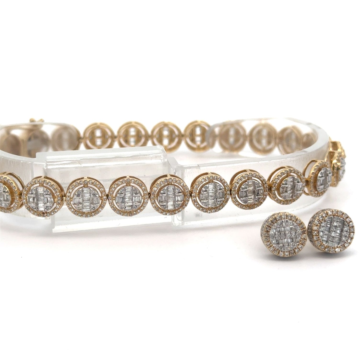 4 piece deal: Yellow Gold and Diamond Bracelet+ Earrings + Complimentary earrings + Gift  (BLACK FRIDAY SPECIAL)