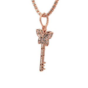 Rose Gold and Diamond Butterfly & Key Pendant and Rose Gold Ice link chain or Tennis Chain (choose your style)