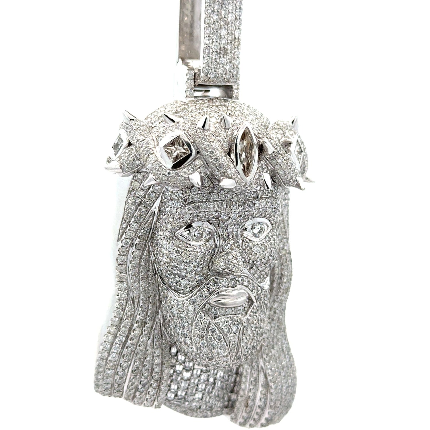 14k white gold and diamond Jesus Head Pendant