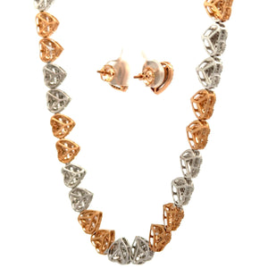 Gold and Diamond Heart Chain & Bracelet + 14k gold and diamond Earrings(choose your color)