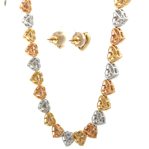 Gold and Diamond Heart Chain & Bracelet + 14k gold and diamond Earrings(choose your color)