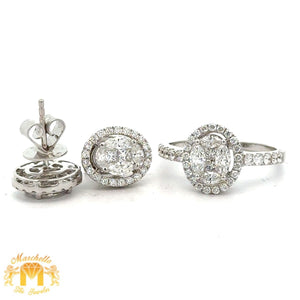 18k white gold and diamond Fancy Ring and Earrings