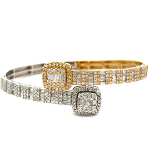 6 piece deal: Gold and Diamond Twin Square Cuff Bracelets His & Hers + 2 free pair of gold & diamond earrings + 2 gifts