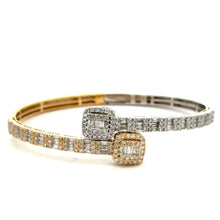 Load image into Gallery viewer, 6 piece deal: Gold and Diamond Twin Square Cuff Bracelets His &amp; Hers + 2 free pair of gold &amp; diamond earrings + 2 gifts