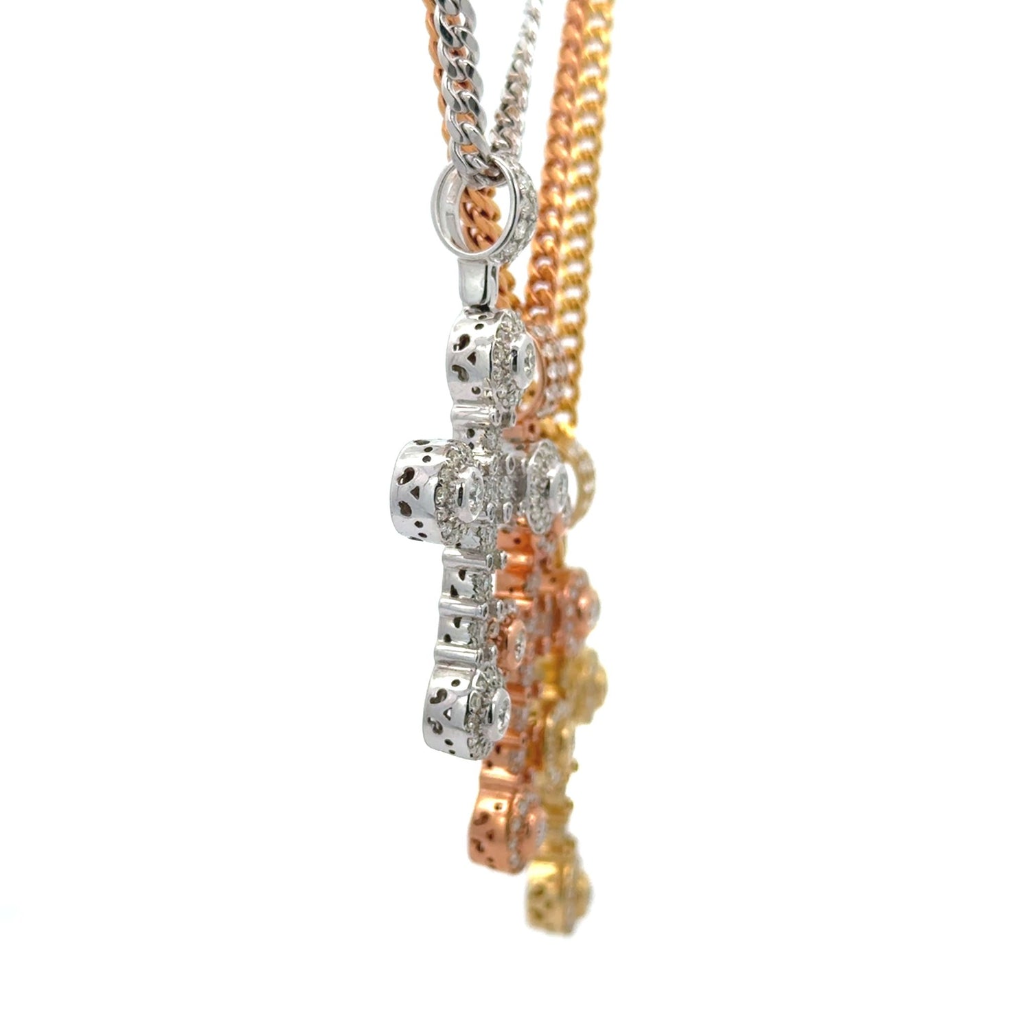 14k gold and diamond Cross Pendant and 14k gold Cuban chain (choose your color)
