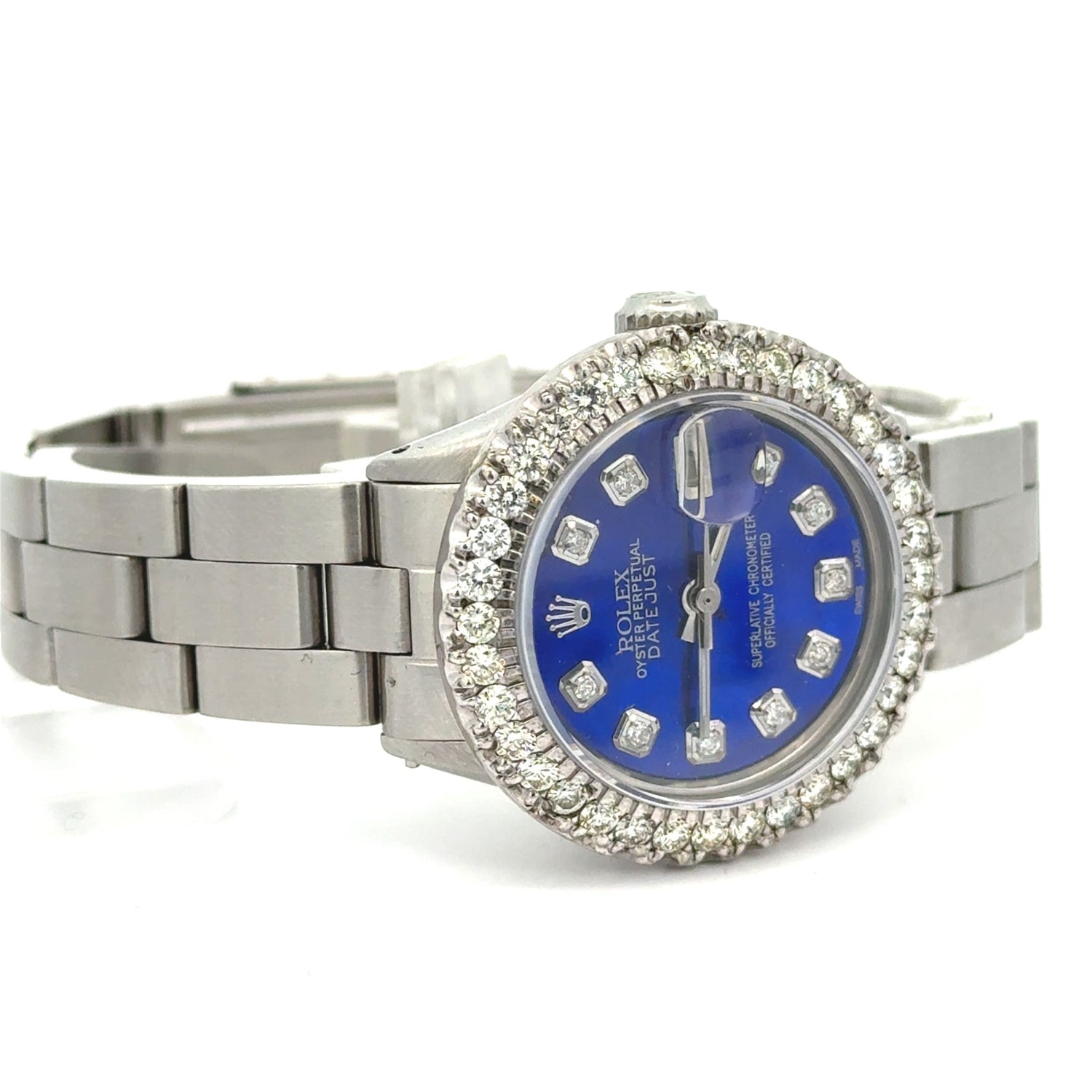 26mm Rolex Watch with stainless steel oyster band + White gold and Diamond Twin Heart Bangle + Ring