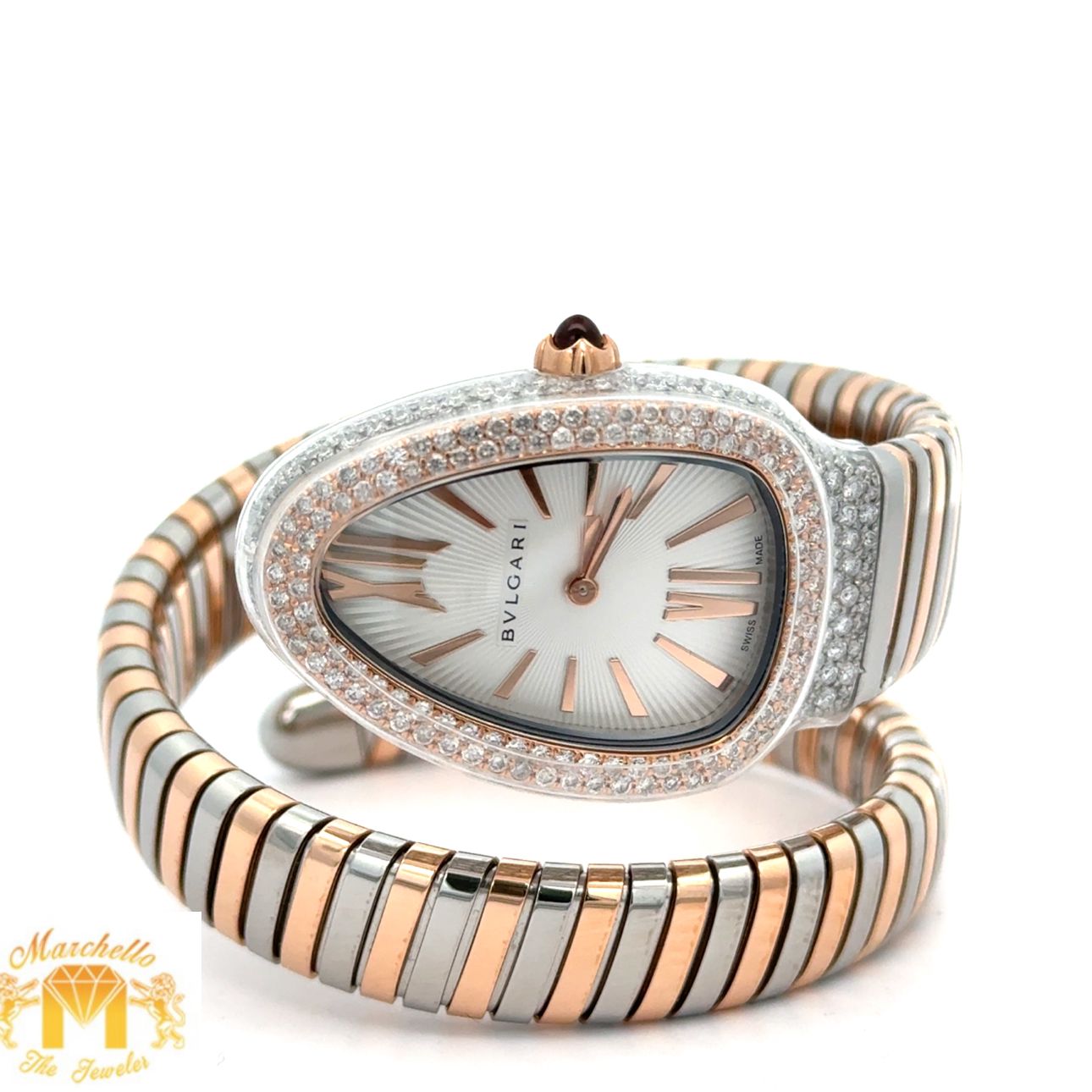 Bvlgary Serpenty Tubogas Snake Watch with Two-tone : Stainless Still and Rose Gold  Bracelet