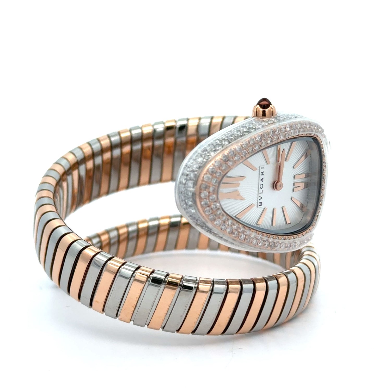 Bvlgary Serpenty Tubogas Snake Watch with Two-tone : Stainless Still and Rose Gold  Bracelet