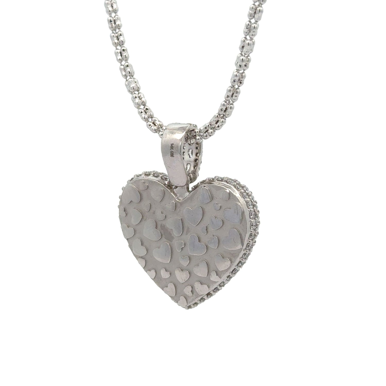 14k white gold and diamond Heart Pendant and White gold Ice Link chain (VALENTINE`S DAY SPECIAL) (choose your color)