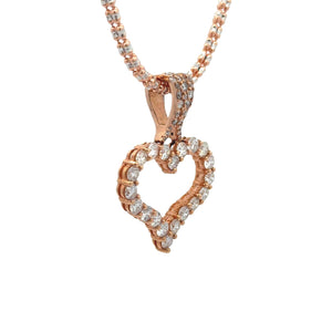 14k rose gold and diamond Heart Pendant and 10k white gold Ice Link chain (XL diamonds)(VALENTINE`S DAY SPECIAL)