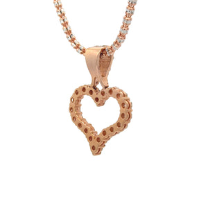 14k rose gold and diamond Heart Pendant and 10k white gold Ice Link chain (XL diamonds)(VALENTINE`S DAY SPECIAL)