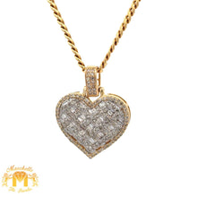 Load image into Gallery viewer, Yellow Gold and Diamond Heart Pendant and Yellow Gold Cuban Chain (VALENTINE`S DAY SPECIAL)