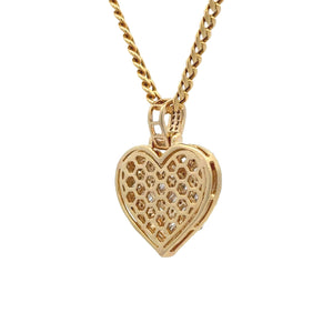 Yellow Gold and Diamond Heart Pendant and Yellow Gold Cuban Chain (VALENTINE`S DAY SPECIAL)