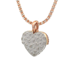 14k Two-tone Gold and Diamond Heart Pendant and Rose Gold Ice Link Chain (VALENTINE`S DAY SPECIAL)