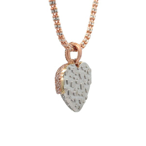 14k Two-tone Gold and Diamond Heart Pendant and Rose Gold Ice Link Chain (VALENTINE`S DAY SPECIAL)