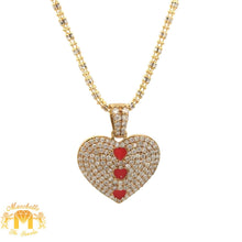 Load image into Gallery viewer, 14k Yellow Gold and Diamond Heart Pendant and Yellow gold Ice Link Chain (VALENTINE`S DAY SPECIAL)