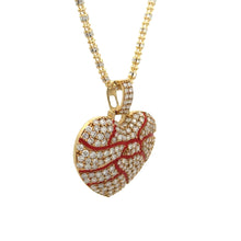 Load image into Gallery viewer, 14k Yellow Gold and Diamond Broken Heart with Round Diamonds and Yellow Gold Iced Link Chain Set (VALENTINE`S DAY SPECIAL)