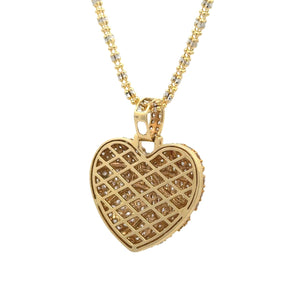 14k Yellow Gold and Diamond Broken Heart with Round Diamonds and Yellow Gold Iced Link Chain Set (VALENTINE`S DAY SPECIAL)