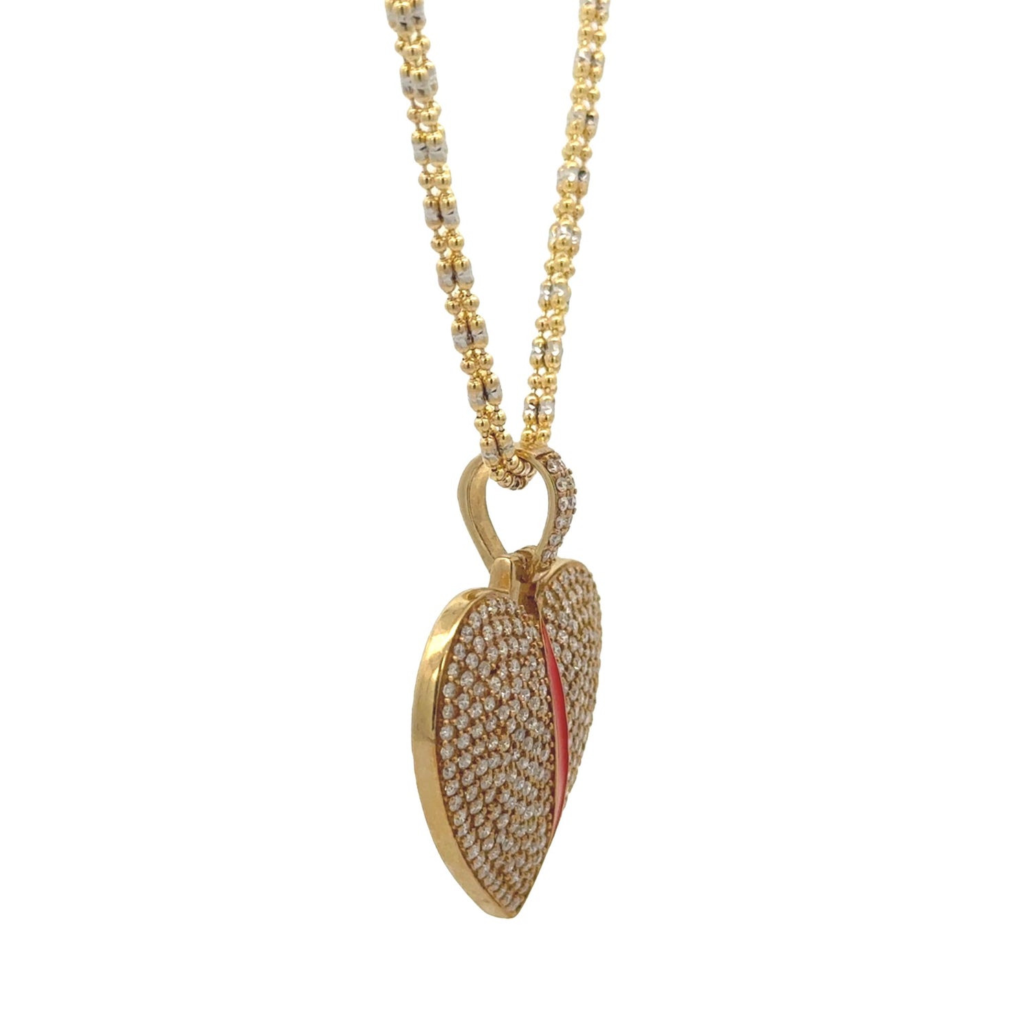 14k Yellow Gold Broken Heart Pendant and Yellow Gold Ice Link Chain  (VALENTINE`S DAY SPECIAL)