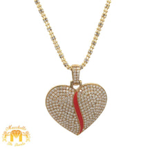 Load image into Gallery viewer, 14k Yellow Gold Broken Heart Pendant and Yellow Gold Ice Link Chain  (VALENTINE`S DAY SPECIAL)