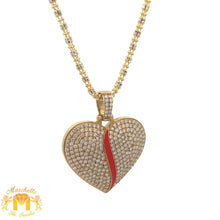 Load image into Gallery viewer, 14k Yellow Gold Broken Heart Pendant and Yellow Gold Ice Link Chain  (VALENTINE`S DAY SPECIAL)