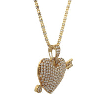 Load image into Gallery viewer, 14k Yellow Gold Arrow through Heart Pendant and Yellow Gold Ice Link Chain (VALENTINE`S DAY SPECIAL)